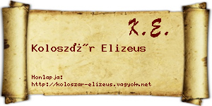 Koloszár Elizeus névjegykártya
